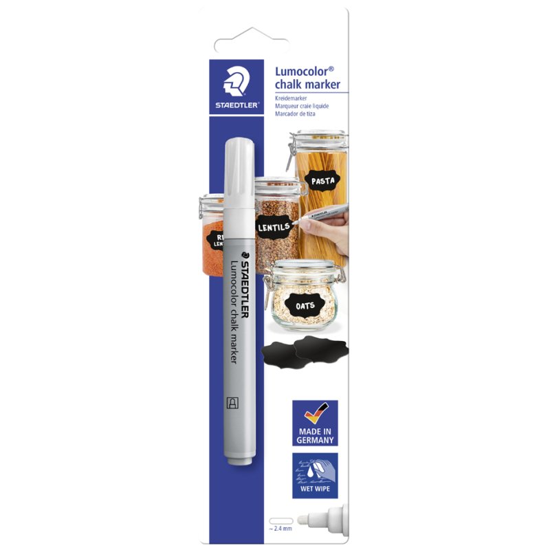 STAEDTLER Lumocolor chalk marker, white, 2.4 mm, round tip